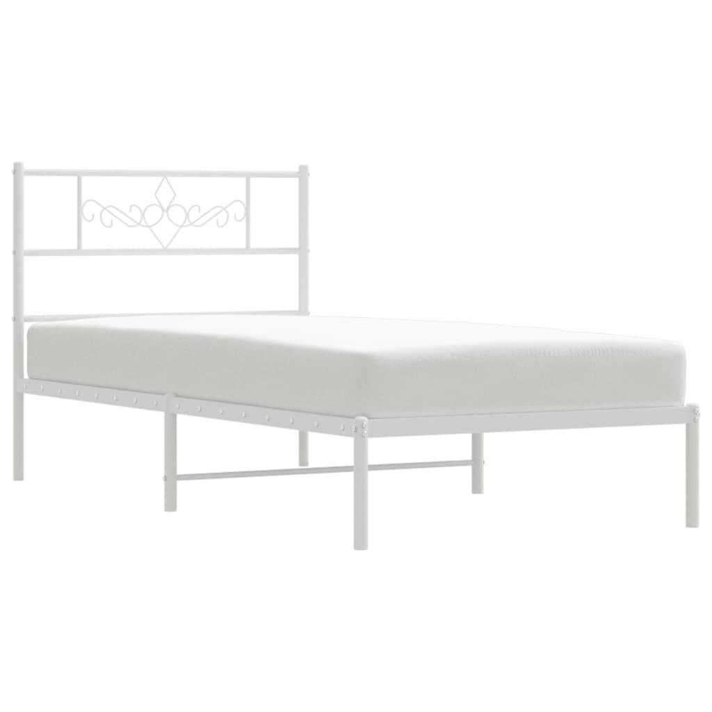 Metal Bed Frame without Mattress with Headboard White 107x203 cm King Single