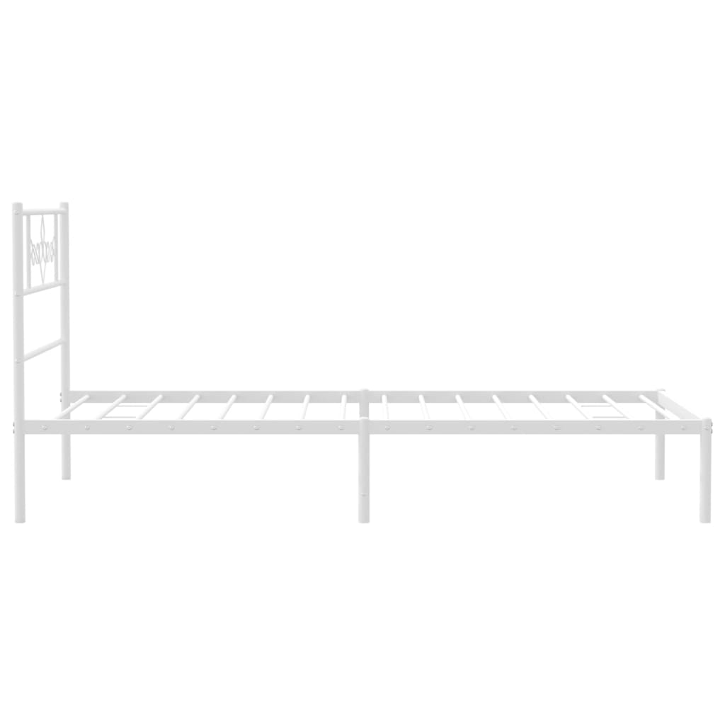 Metal Bed Frame without Mattress with Headboard White 107x203 cm King Single