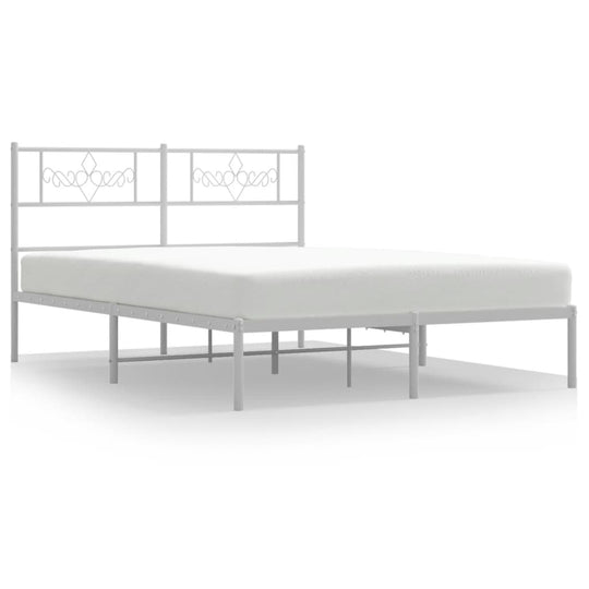 Metal Bed Frame without Mattress with Headboard White 135x190 cm