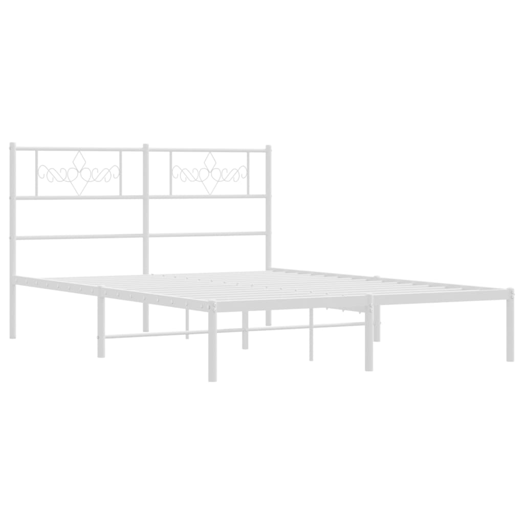 Metal Bed Frame without Mattress with Headboard White 135x190 cm