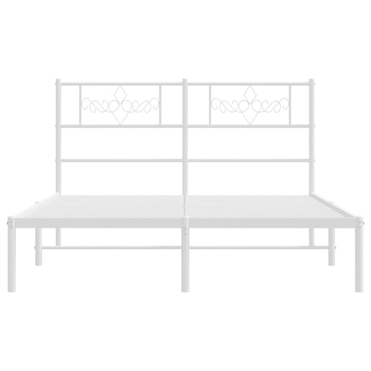 Metal Bed Frame without Mattress with Headboard White 135x190 cm