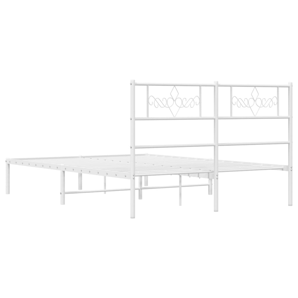 Metal Bed Frame without Mattress with Headboard White 135x190 cm