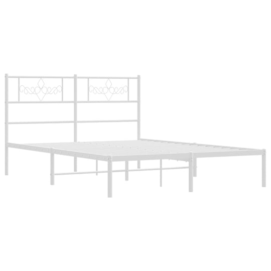 Metal Bed Frame without Mattress with Headboard White 150x200 cm