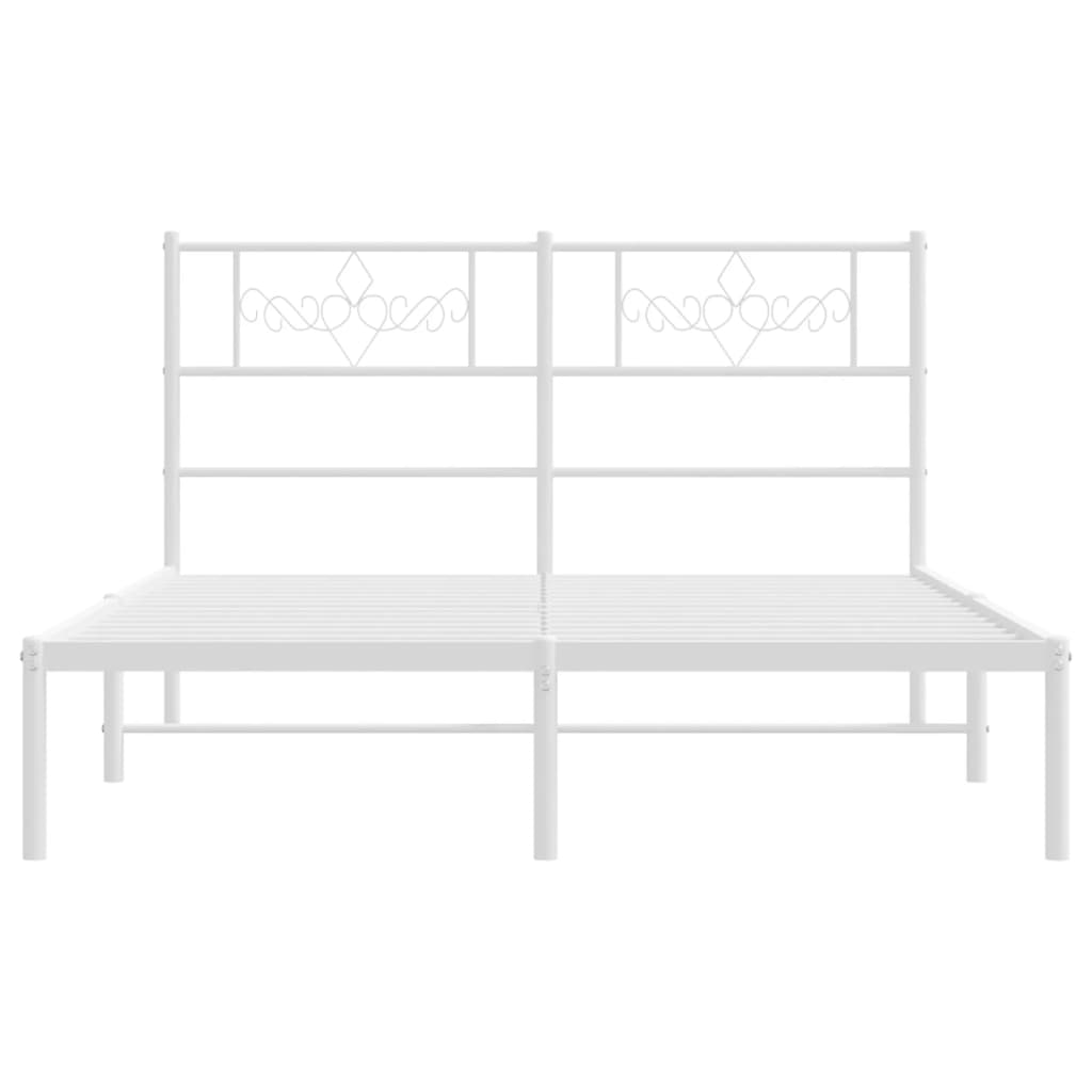 Metal Bed Frame without Mattress with Headboard White 150x200 cm