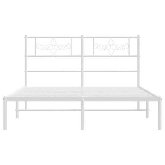 Metal Bed Frame without Mattress with Headboard White 150x200 cm