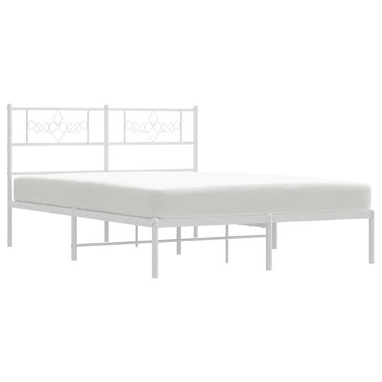 Metal Bed Frame without Mattress with Headboard White 150x200 cm