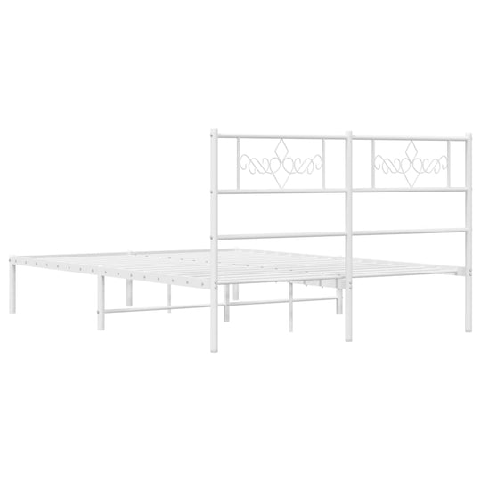 Metal Bed Frame without Mattress with Headboard White 150x200 cm