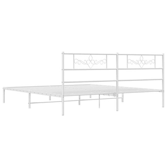 Metal Bed Frame without Mattress with Headboard White 183x203 cm King