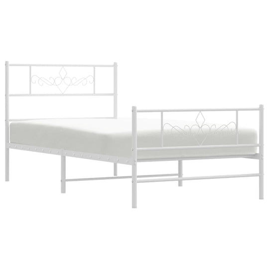 Metal Bed Frame without Mattress with Footboard White 107x203 cm King Single