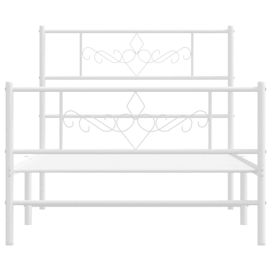 Metal Bed Frame without Mattress with Footboard White 107x203 cm King Single