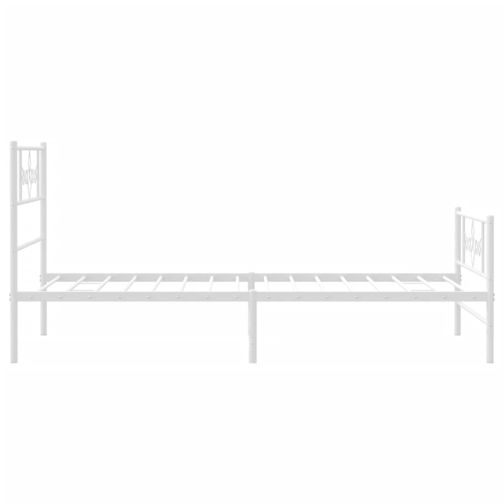 Metal Bed Frame without Mattress with Footboard White 107x203 cm King Single