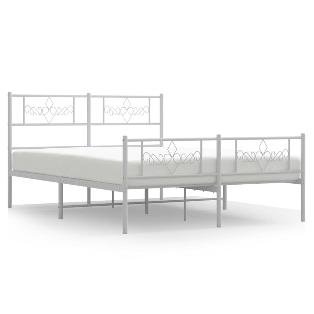 Metal Bed Frame without Mattress with Footboard White 135x190 cm