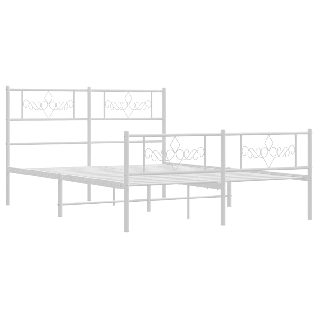 Metal Bed Frame without Mattress with Footboard White 135x190 cm