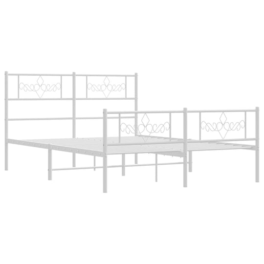 Metal Bed Frame without Mattress with Footboard White 135x190 cm