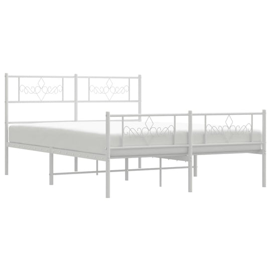 Metal Bed Frame without Mattress with Footboard White 135x190 cm