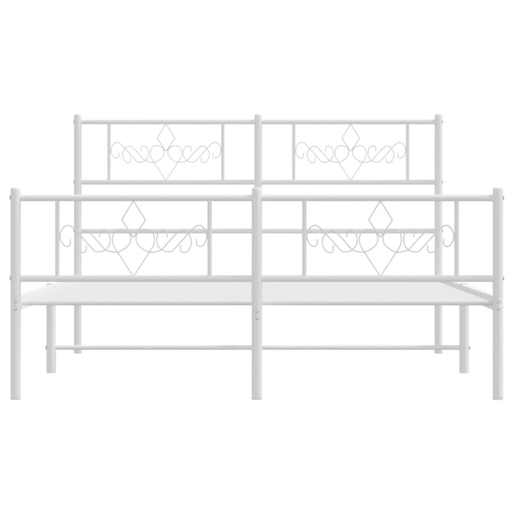 Metal Bed Frame without Mattress with Footboard White 135x190 cm