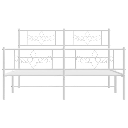 Metal Bed Frame without Mattress with Footboard White 135x190 cm