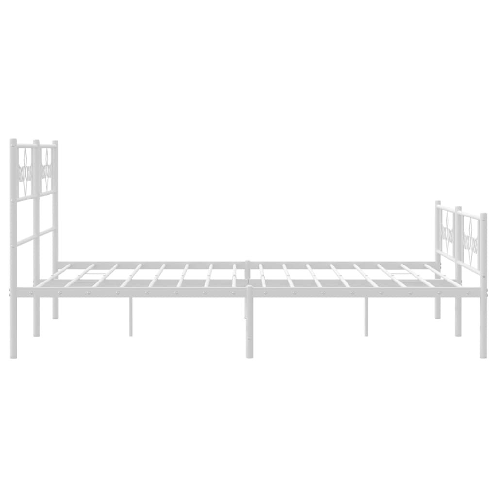 Metal Bed Frame without Mattress with Footboard White 135x190 cm