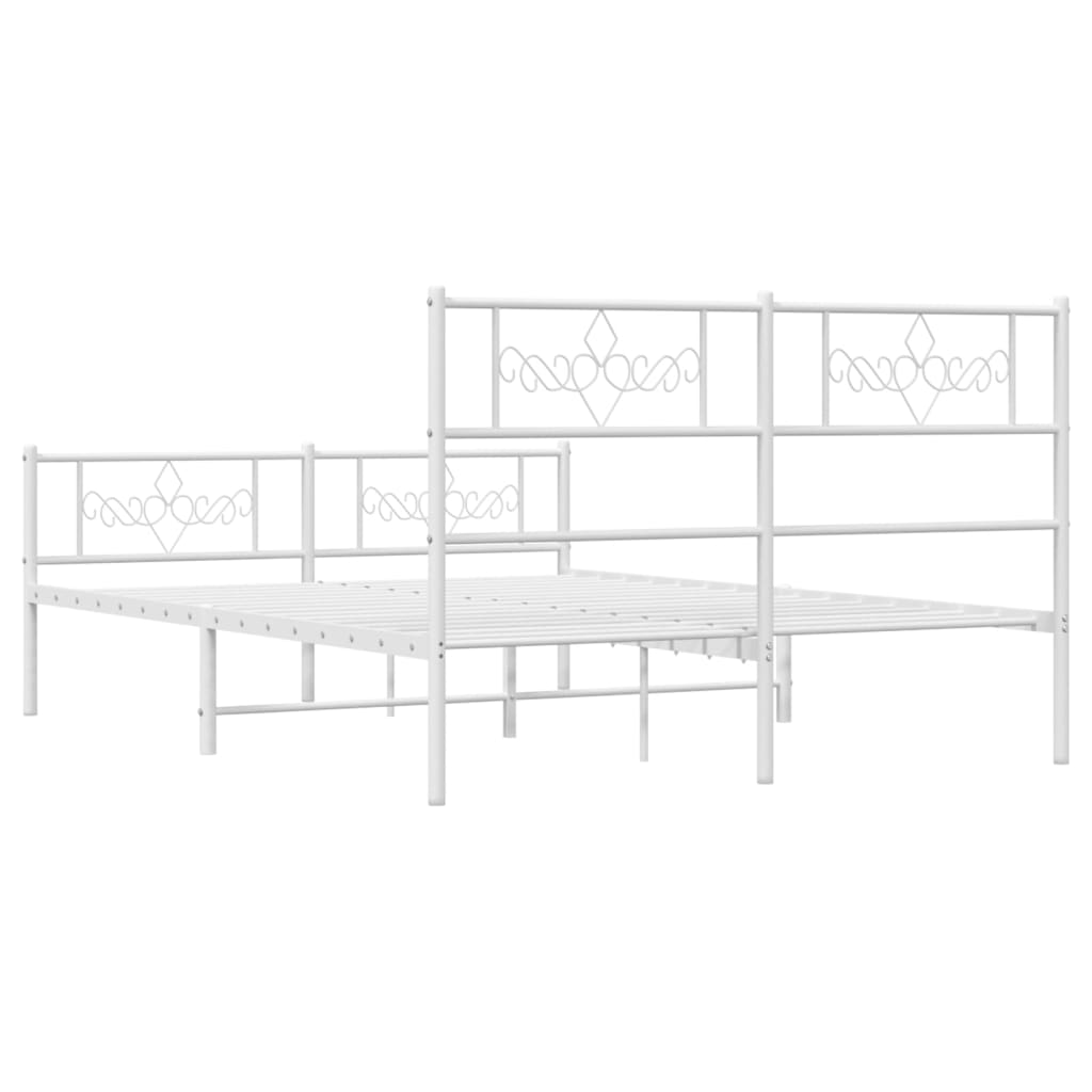 Metal Bed Frame without Mattress with Footboard White 135x190 cm