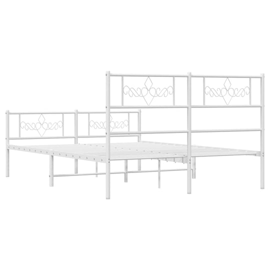 Metal Bed Frame without Mattress with Footboard White 135x190 cm