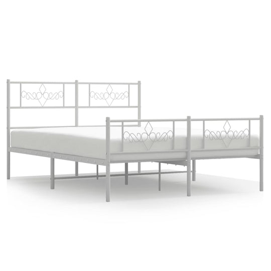 Metal Bed Frame without Mattress with Footboard White 150x200 cm