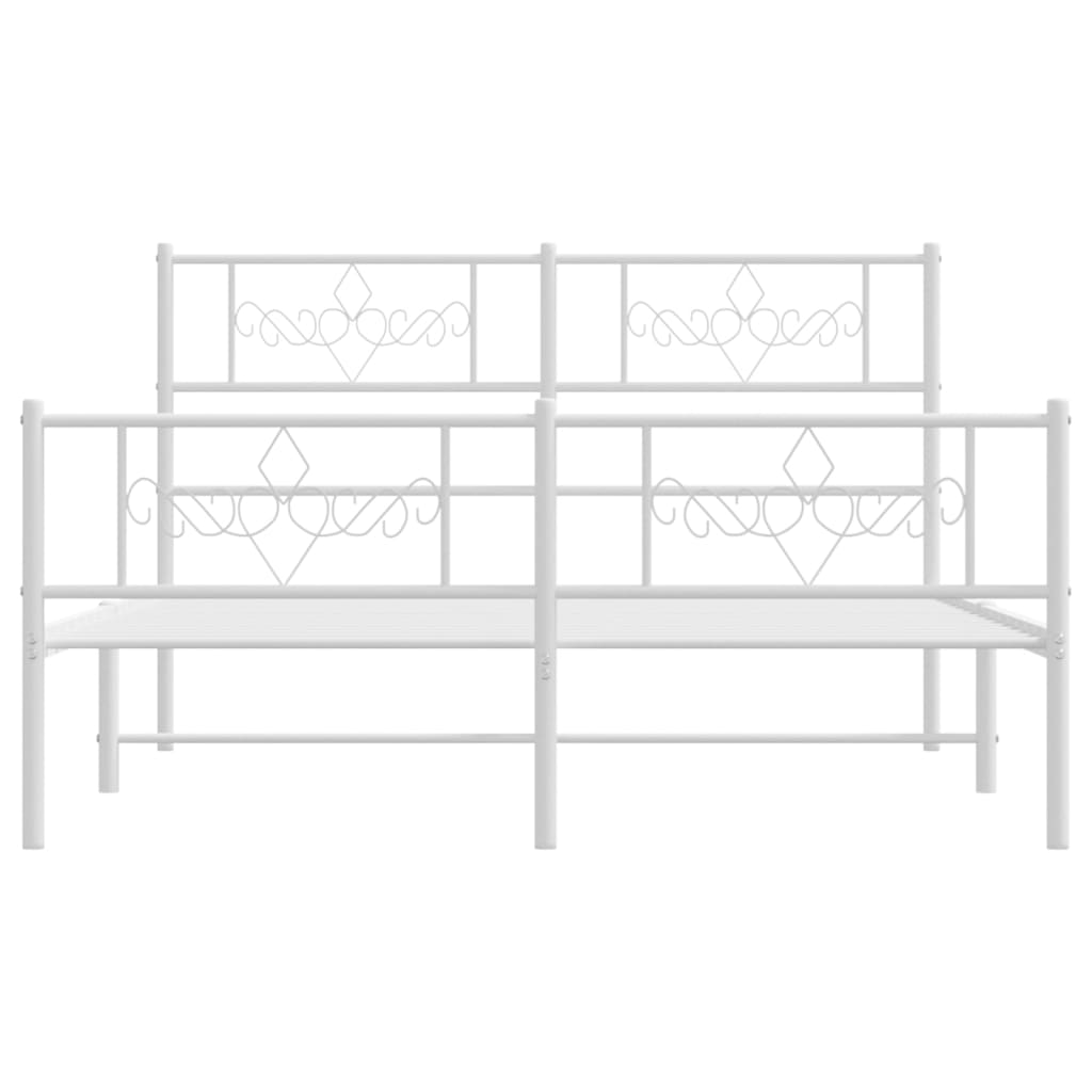 Metal Bed Frame without Mattress with Footboard White 150x200 cm