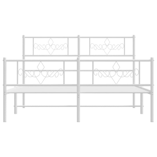 Metal Bed Frame without Mattress with Footboard White 150x200 cm