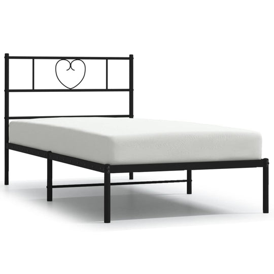 Metal Bed Frame without Mattress with Headboard Black 107x203 cm King Single