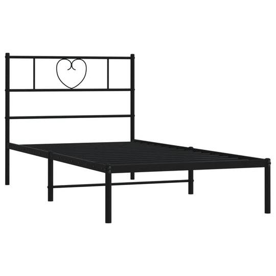 Metal Bed Frame without Mattress with Headboard Black 107x203 cm King Single