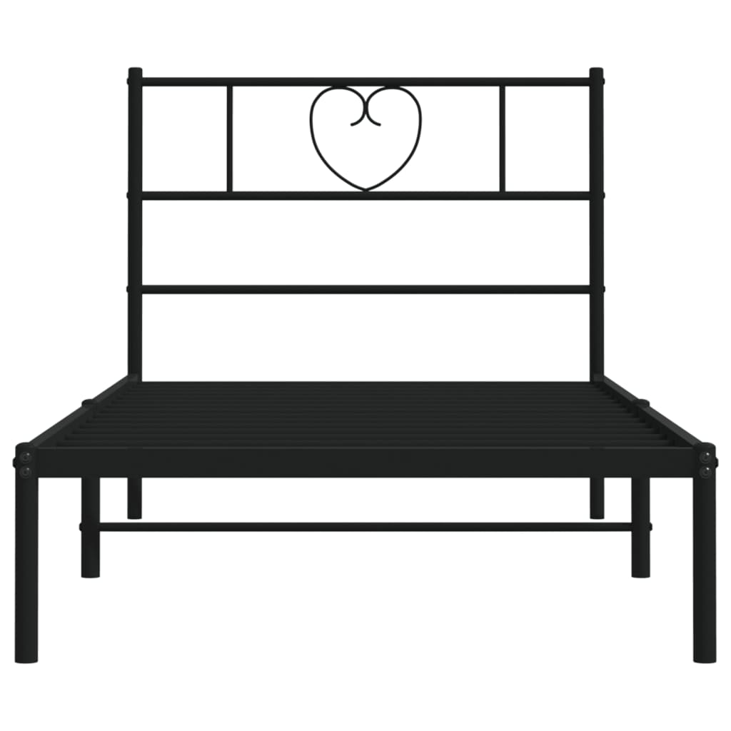 Metal Bed Frame without Mattress with Headboard Black 107x203 cm King Single