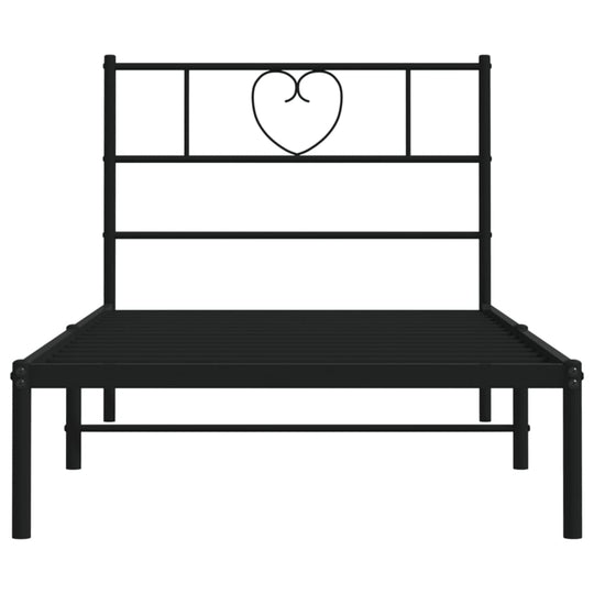 Metal Bed Frame without Mattress with Headboard Black 107x203 cm King Single