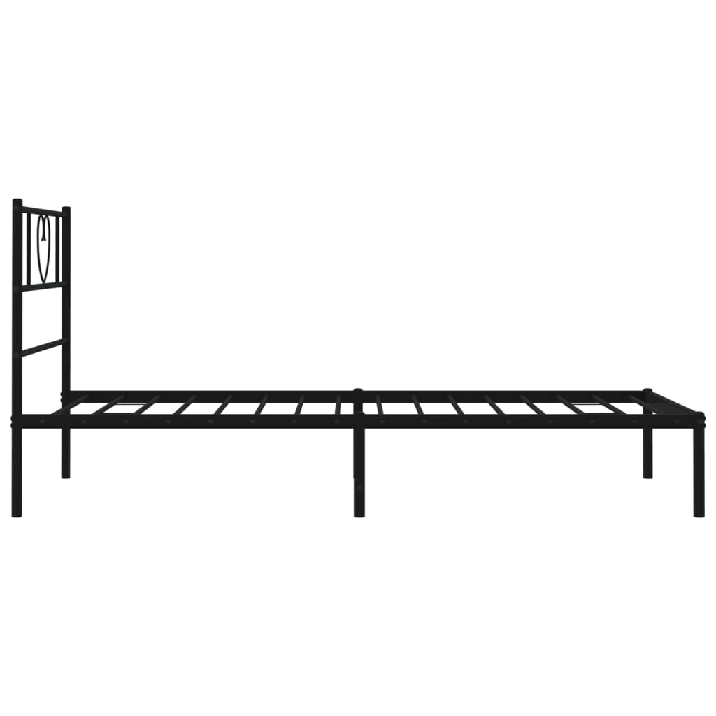 Metal Bed Frame without Mattress with Headboard Black 107x203 cm King Single