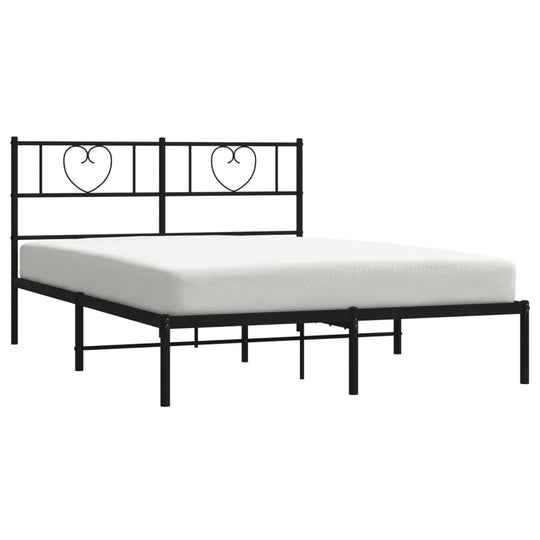 Metal Bed Frame without Mattress with Headboard Black 150x200 cm