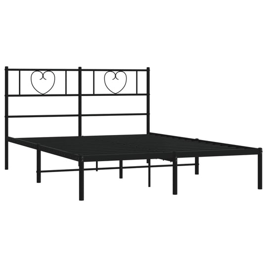 Metal Bed Frame without Mattress with Headboard Black 150x200 cm