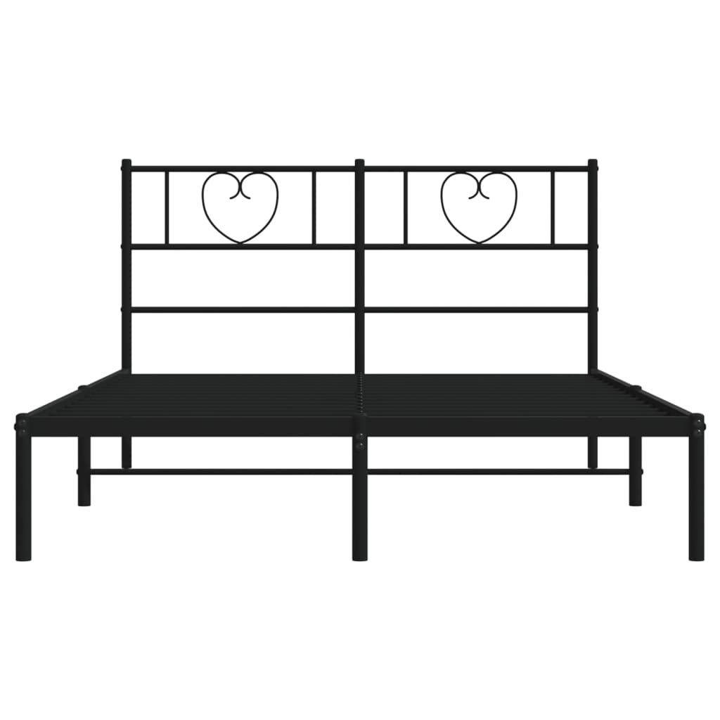 Metal Bed Frame without Mattress with Headboard Black 150x200 cm