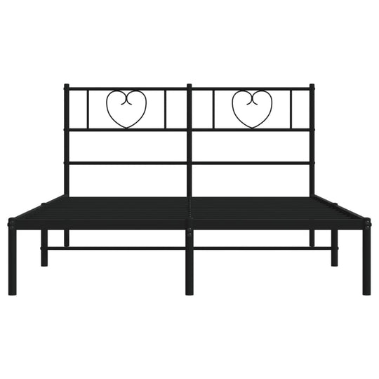 Metal Bed Frame without Mattress with Headboard Black 150x200 cm