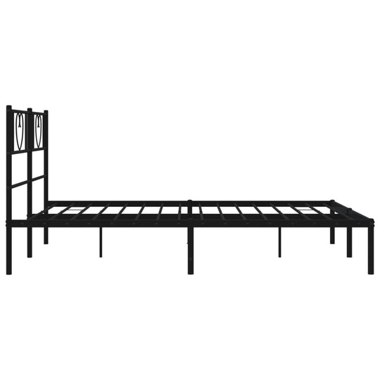 Metal Bed Frame without Mattress with Headboard Black 150x200 cm