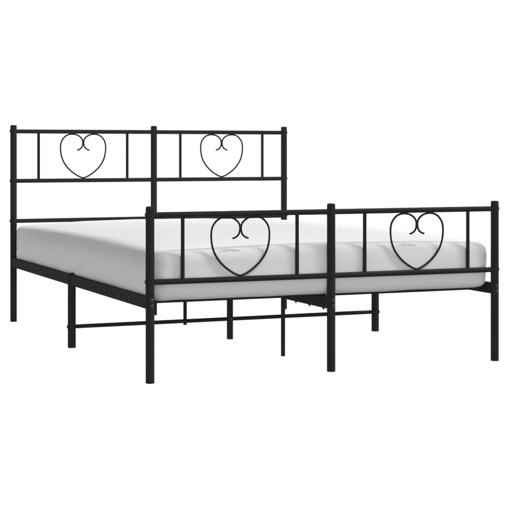 Metal Bed Frame without Mattress with Footboard Black 135x190 cm