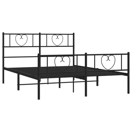 Metal Bed Frame without Mattress with Footboard Black 135x190 cm