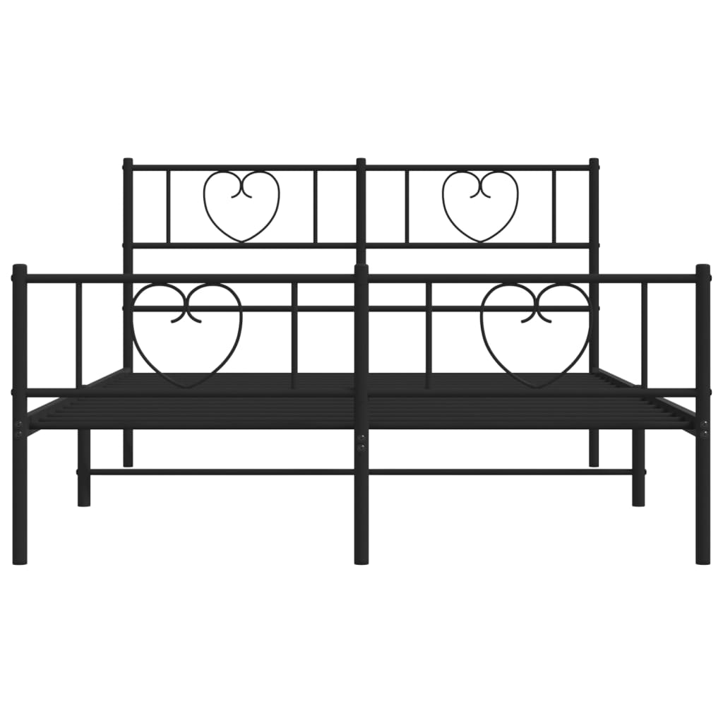 Metal Bed Frame without Mattress with Footboard Black 135x190 cm