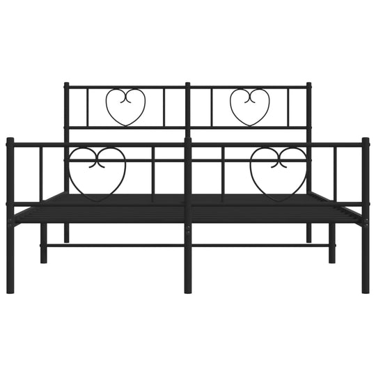 Metal Bed Frame without Mattress with Footboard Black 135x190 cm