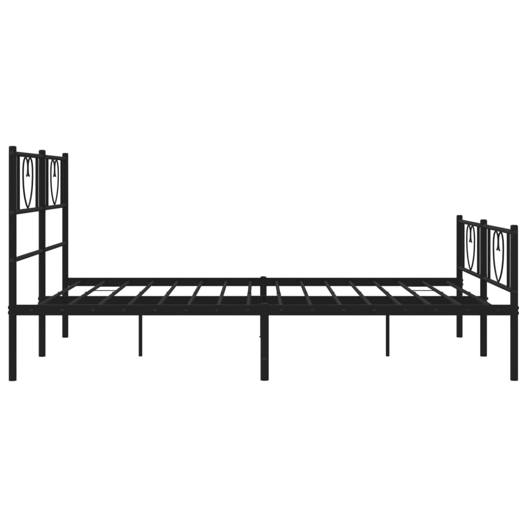 Metal Bed Frame without Mattress with Footboard Black 135x190 cm