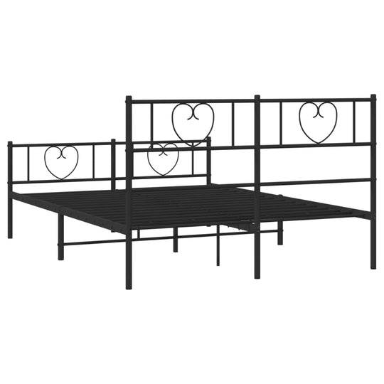 Metal Bed Frame without Mattress with Footboard Black 135x190 cm