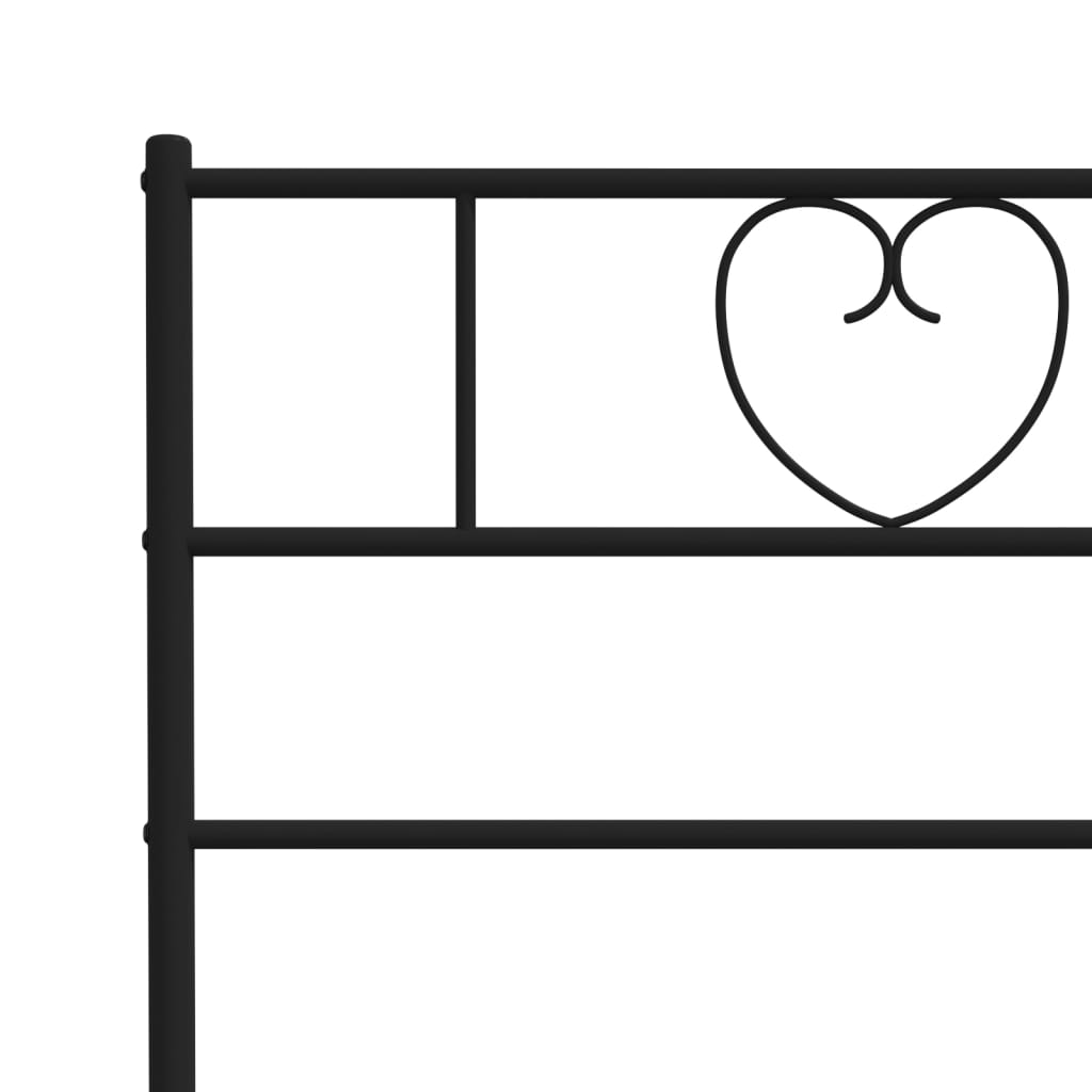 Metal Bed Frame without Mattress with Footboard Black 135x190 cm