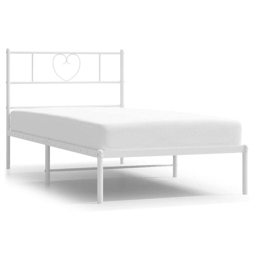 Metal Bed Frame without Mattress with Headboard White 107x203 cm King Single