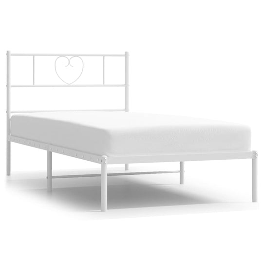 Metal Bed Frame without Mattress with Headboard White 107x203 cm King Single