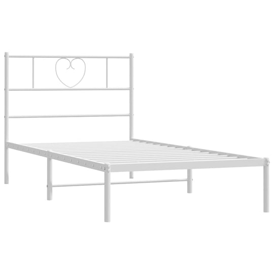 Metal Bed Frame without Mattress with Headboard White 107x203 cm King Single