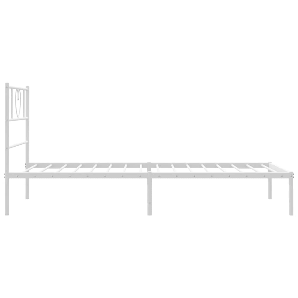 Metal Bed Frame without Mattress with Headboard White 107x203 cm King Single