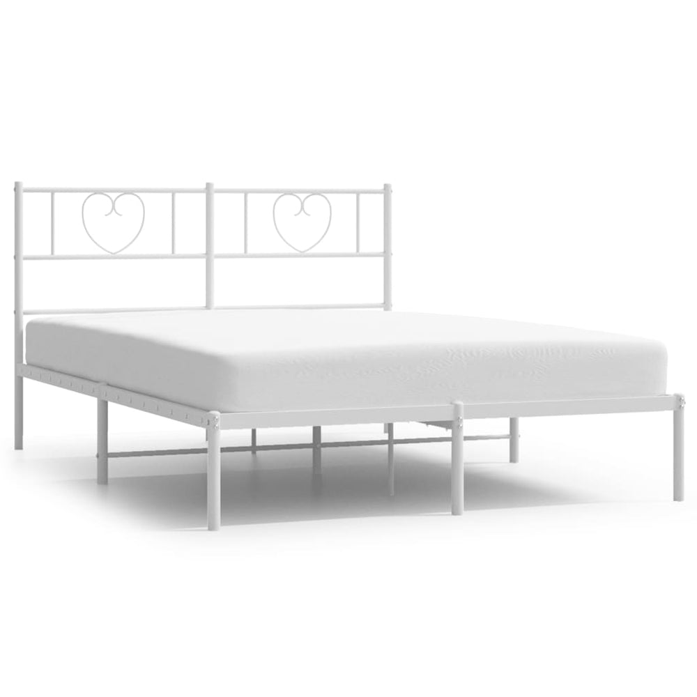 Metal Bed Frame without Mattress with Headboard White 150x200 cm