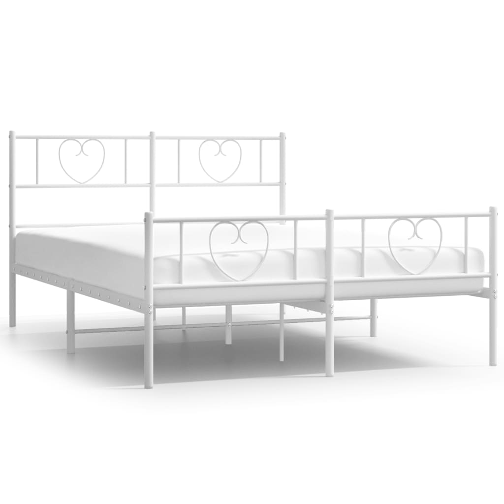 Metal Bed Frame without Mattress with Footboard White 150x200 cm